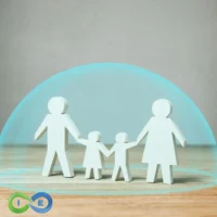 image of a paper cut out family holding hands under a dome as a protective shield for an article about whole life insurance companies comprehensive list