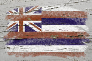 Flag Of Us State Of Hawaii On Grunge Wooden Texture Precise Pain