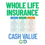 Whole life insurance cash value chart showing 3 separate examples